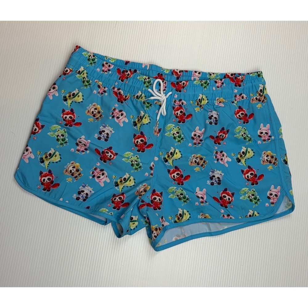 Unisex Kawaii Animal Cosplay Swim Trunks XL Blue Panda Cat Kitsch Retro Harajuku